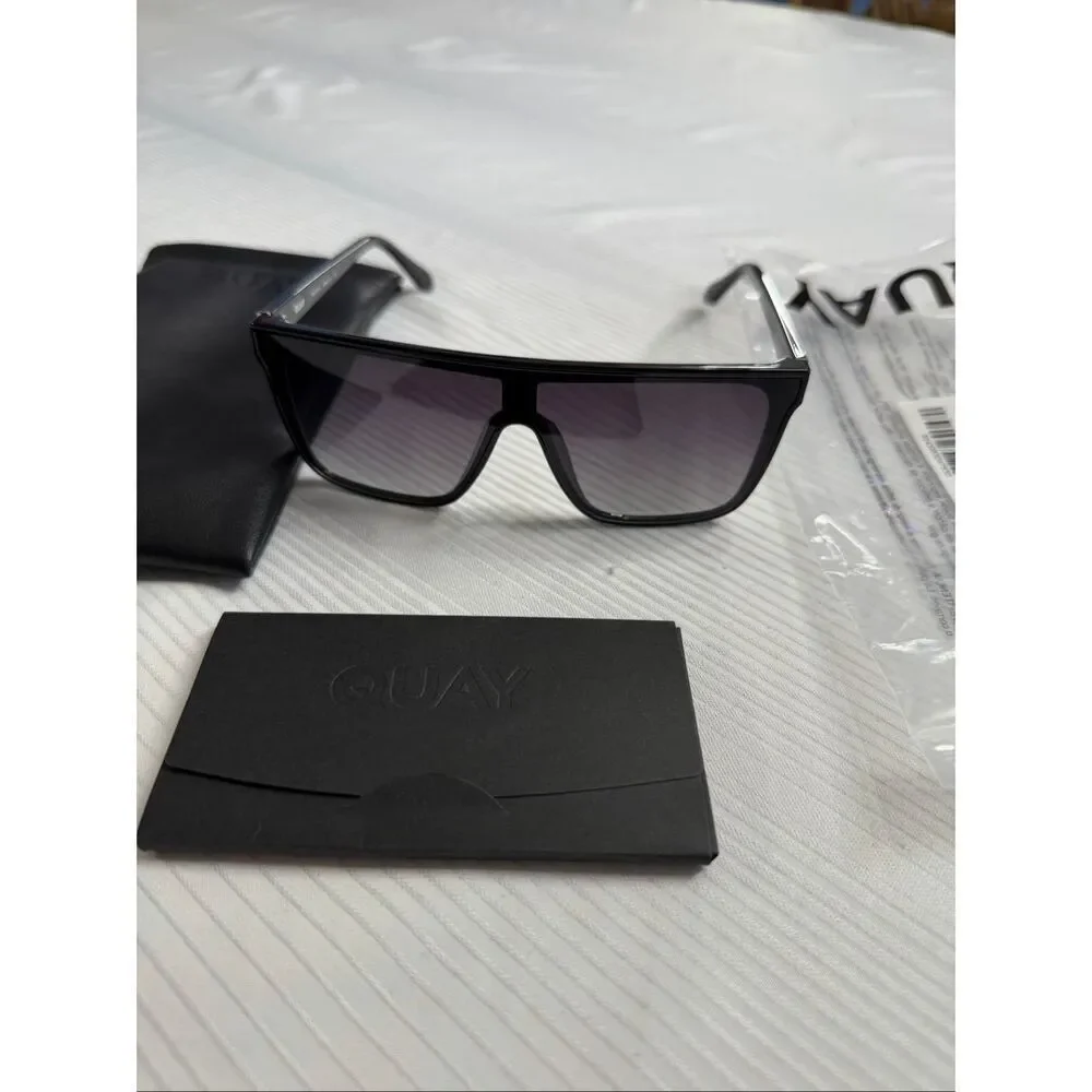 QUAY AUSTRALIA NIGHTFALL BLACK FADE LENS SUNGLASSES NEW WITH CASE UNISEX